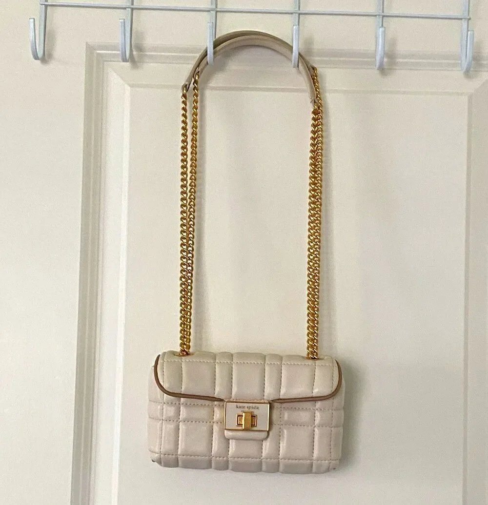 Kate Spade New York Evelyn Quilted Leather Small Shoulder Crossbody In Ivory